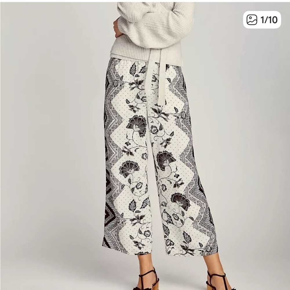 Anthropologie Glencairn Patterned Wide Leg Palazzo Pants